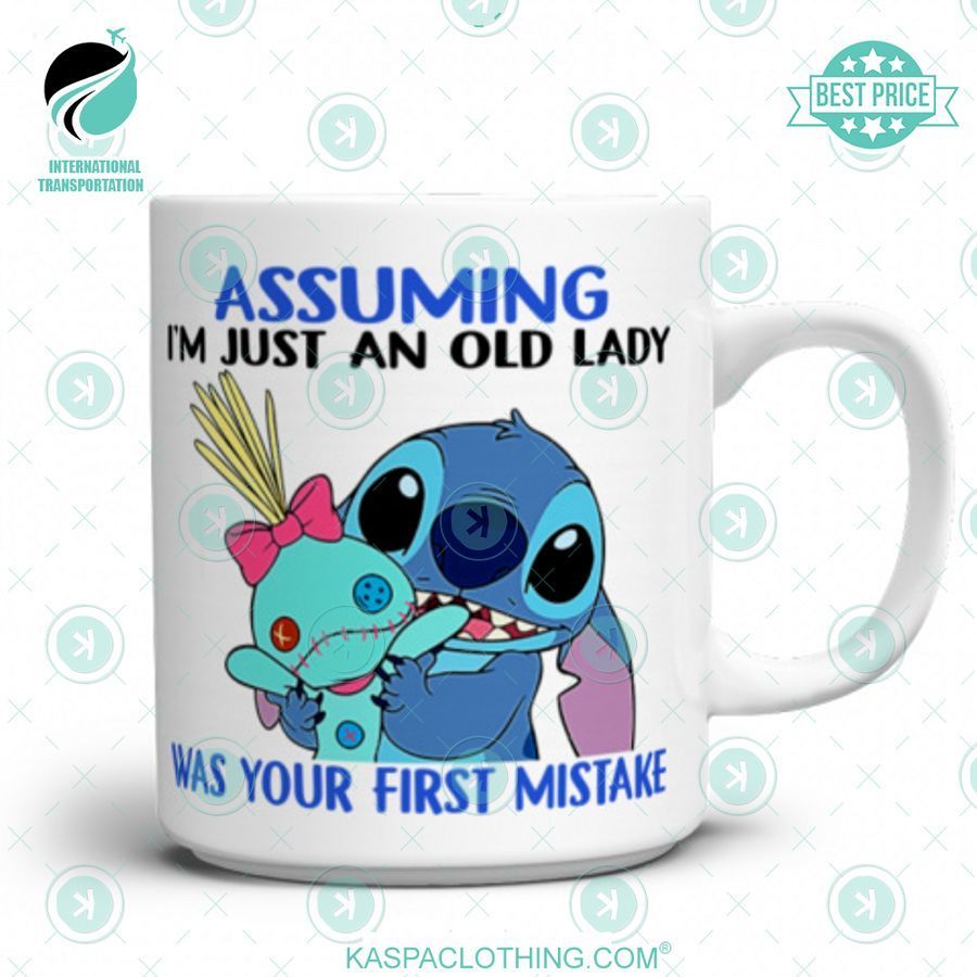Assuming I'm Just An Old Lady Was Your First Mistake Stitch Mug Generous look