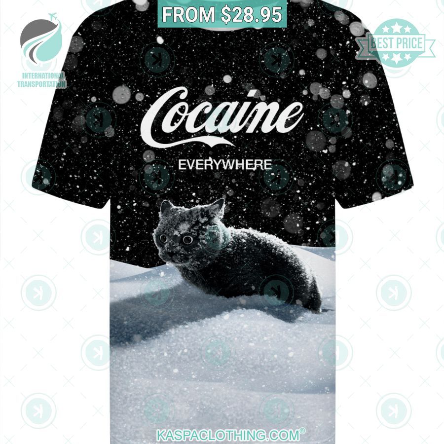 Cocaine Everywhere Cat Shirt Studious look