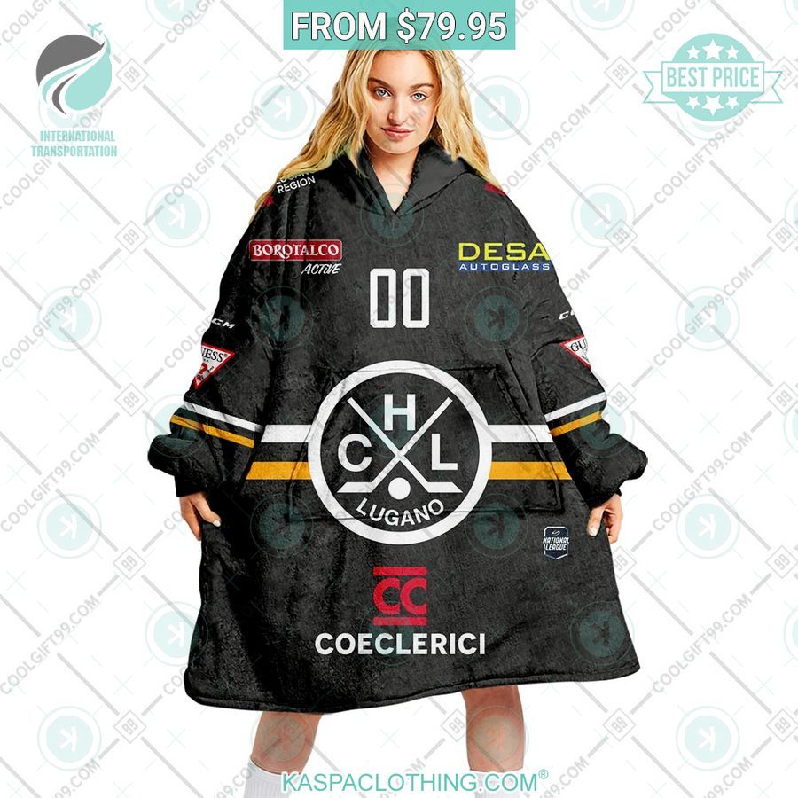 Personalized NL Hockey HC Lugano Home jersey Hoodie Blanket Good click