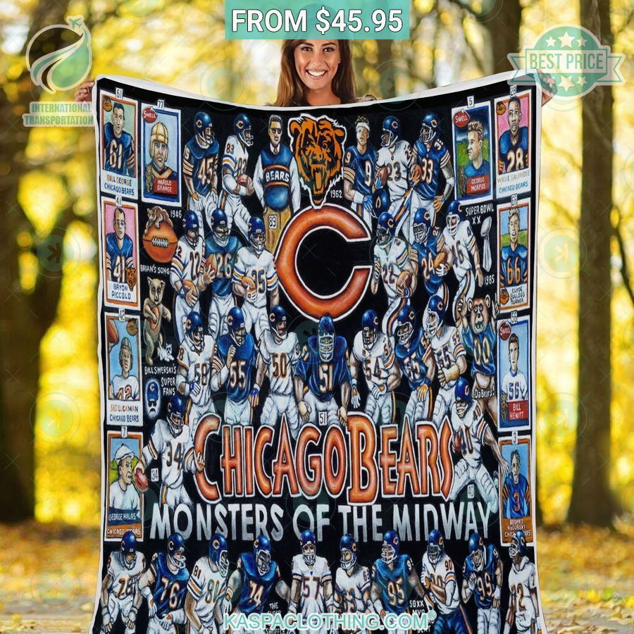 Chicago Bears Legends Players Blanket Studious look