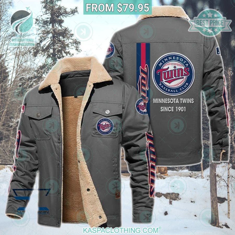 MLB Minnesota Twins Fleece Leather Jacket Amazing Pic