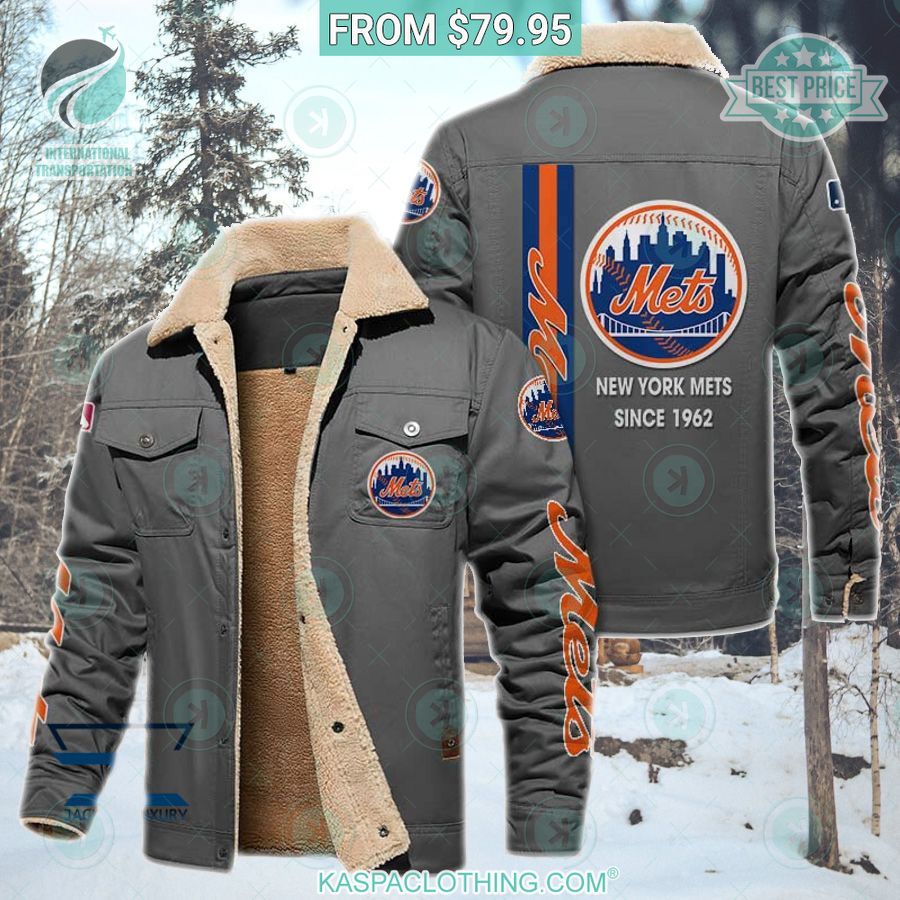 MLB New York Mets Fleece Leather Jacket Natural and awesome