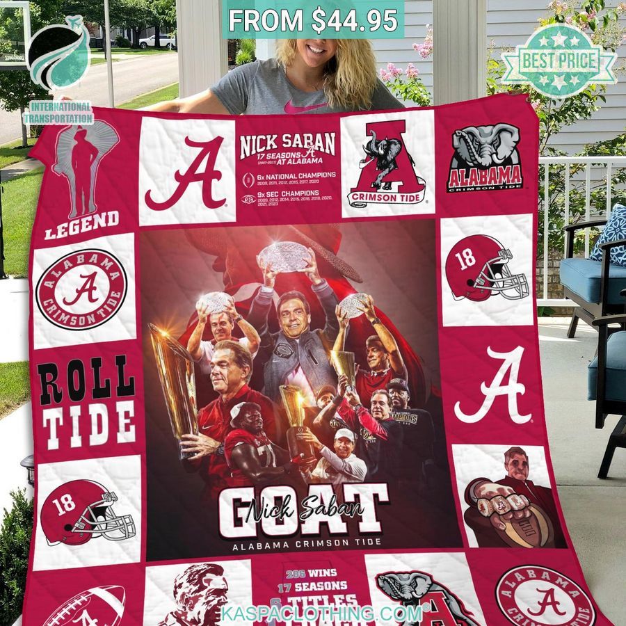 Nick Saban Coach Alabama Crimson Tide GOAT Blanket Nice elegant click