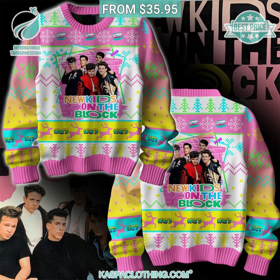 NKOTB Band Christmas Sweater I love how vibrant colors are in the picture.